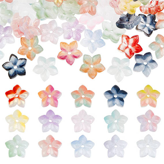 150 шт. 15 цвета, бусины ручной работы, прозрачные, лэмпворк, цветка сливы, два тона