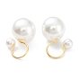 Plastic Imitation Pearl Cuff Earrings, with 304 Stainless Steel Findings, Round
