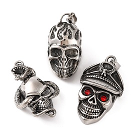 316 Surgical Stainless Steel Pendants, Skull Charms