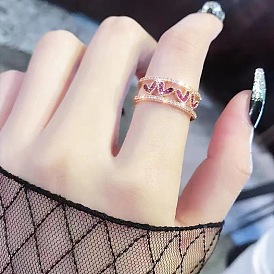 Регулируемые латунные манжеты в форме сердца со стразами для женщин