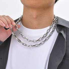 Stainless Steel Rectangle Link Chains Necklaces for Men