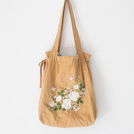 Handmade DIY literary double-layer cotton canvas bag shoulder bag handbag embroidery material bag self-embroidery