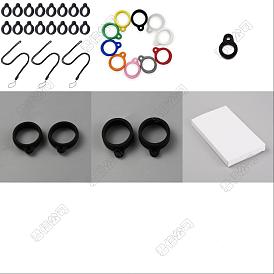 40pcs 4 anneaux en silicone de style avec 10pcs collier réglable cordon anti-perte pendentif support, pour stylo, téléphone, porte-badge