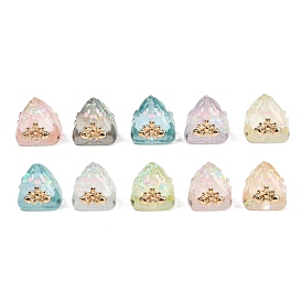 Прозрачный бисер cmолой, треугольные, с находкой из золотого сплава