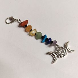 Decoraciones colgantes de cuentas de piedras preciosas naturales, Con colgante de aleación de estilo tibetano, accesorios de ropa y bolsos