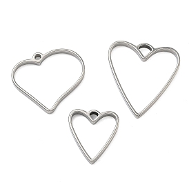 Сердце 304 эмалированные элементы из нержавеющей стали, подвески с открытой рамкой, для diy уф смолы, эпоксидная смола, Прессованные цветочные украшения