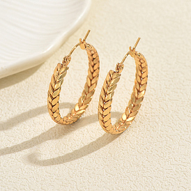 Кольцо с пшеницей, серьги-кольца из нержавеющей стали