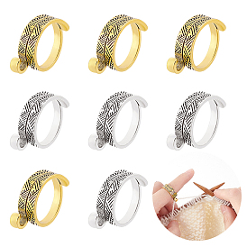 CHGCRAFT 8Pcs 2 Colors Alloy Wrap Cuff Ring, Knitting Loop Crochet Loop, Yarn Guide Finger Holder for Women
