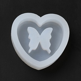 DIY Quicksand Silicone Molds, Resin Casting Molds, for UV Resin, Epoxy Resin Craft Making, Heart with Butterfly
