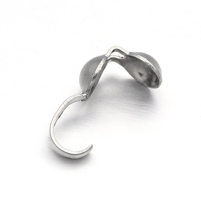 304 Stainless Steel Bead Tips, Calotte Ends, Clamshell Knot Cover, 9x4x4mm, Inner Diameter: 3mm