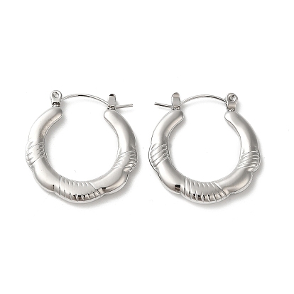 304 boucles d'oreilles créoles en acier inoxydable pour femmes, fleur