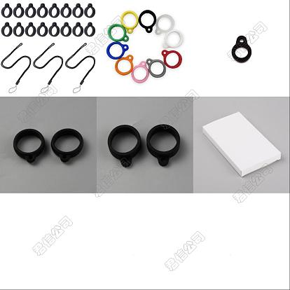 40pcs 4 anneaux en silicone de style avec 10pcs collier réglable cordon anti-perte pendentif support, pour stylo, téléphone, porte-badge