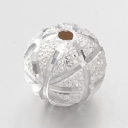 Текстурированные 925 круглые бусины из чистого серебра