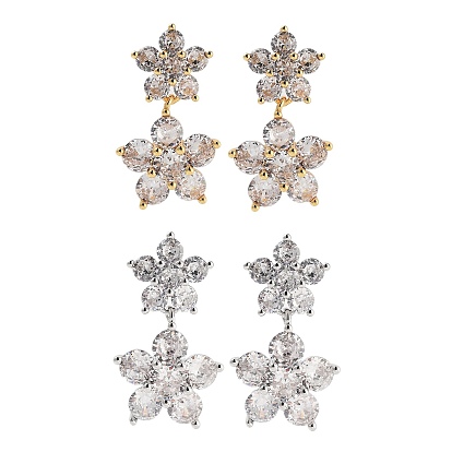 Серьги-гвоздики из латуни с цветочным покрытием, с четким кубического циркония, без кадмия и без свинца, долговечный