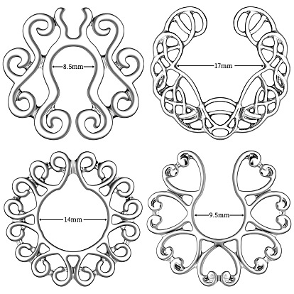 316 хирургические кольца для сосков из нержавеющей стали, узор в виде полого сердца