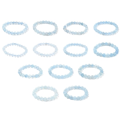 Браслеты из натуральных круглых бусин аквамарина для мужчин и женщин