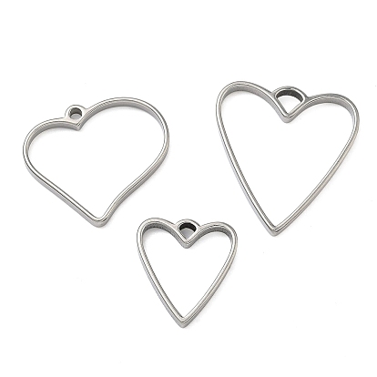 Сердце 304 эмалированные элементы из нержавеющей стали, подвески с открытой рамкой, для diy уф смолы, эпоксидная смола, Прессованные цветочные украшения