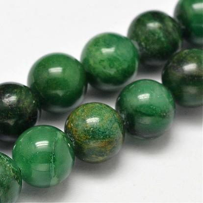 Round Natural African Jade Beads Strands, Undyed