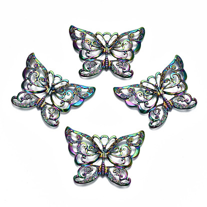 Rainbow Color Alloy Pendants, Cadmium Free & Lead Free, Butterfly