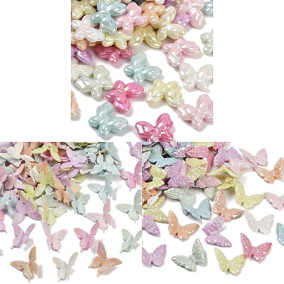 Непрозрачные акриловые бусины с УФ-покрытием, радужный, бабочка