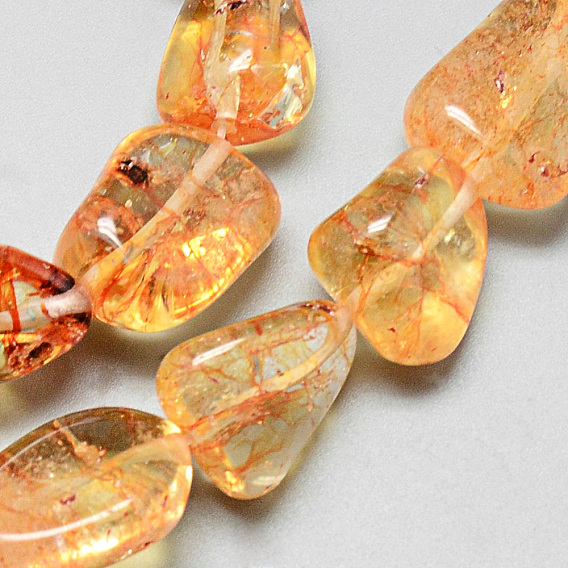 Natural Citrine Beads Strands, Dyed & Heated, Nuggets