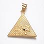 316 chirurgische Edelstahlanhänger, Pyramide, mit Strass, 41x40.5x4.6 mm, Bohrung: 7x10 mm