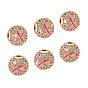 6Pcs Brass Micro Pave Cubic Zirconia Beads, Enamel Style, Round