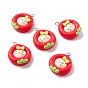 Opaque Resin Pendants, with Platinum Tone Iron Loop, Cartoon Style, Strawberry