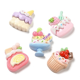 Opaque Resin Imitation Food Decoden Cabochons, Cake & Ice Cream, Mixed Shapes