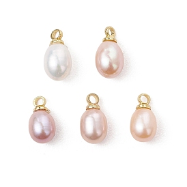 Натуральные культивированные пресноводные жемчужные рисовые подвески, с латунными штифтовыми скобами, золотые