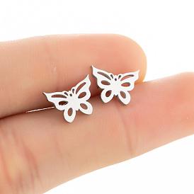 Fashionable Stainless Steel Hollow Butterfly Earrings - Simple and Spring Butterfly Ear Jewelry.