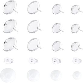 104шт. DIY 304 наборы для изготовления сережек-гвоздиков из нержавеющей стали, с серьгами-гвоздиками и ушными гайками, Прозрачные стеклянные кабошоны