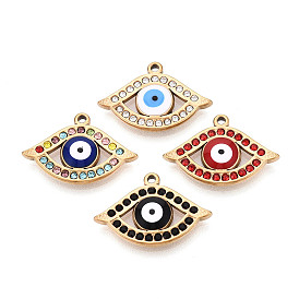 304 из нержавеющей стали горный хрусталь подвески, Злые чары глаз, с эмалью, вакуумное покрытие pvd