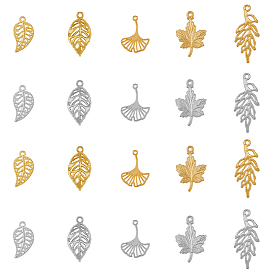 140 шт 10 стили подвески из сплава, лист/лист гинкго/кленовый лист