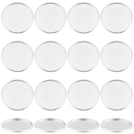 60Pcs 304 Stainless Steel Plain Edge Bezel Cups, Cabochon Settings, Flat Round