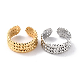 Ion Plating(IP) 304 Stainless Steel Finger Rings, Cuff Rings, Long-Lasting Plated, Textured
