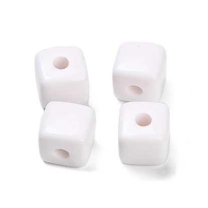 Непрозрачный акрил европейского бисера, бусины с большим отверстием, кубические