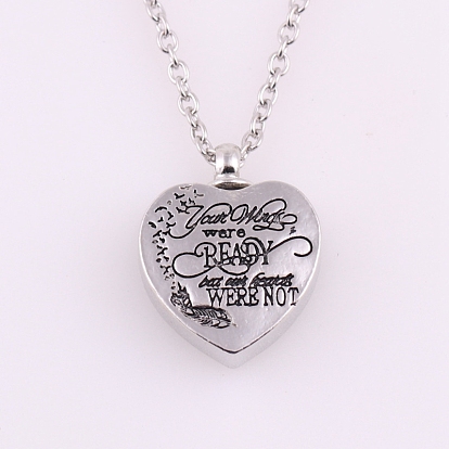Alloy Heart with Word Urn Ashes Necklace, Pendant Necklace for Women