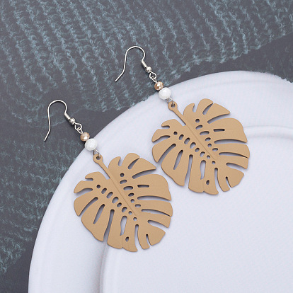 Серьги-подвески из смолы в виде листового сплава, платина