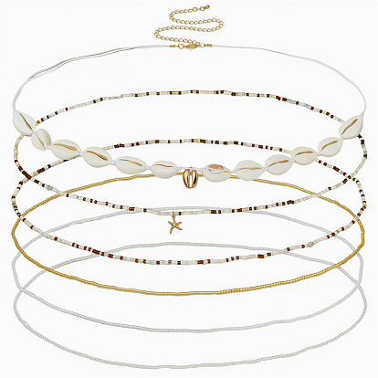 6 шт. 6 стили летние пляжные стеклянные бусины и натуральные ракушки каури, цепочки на талию и живот для женщин