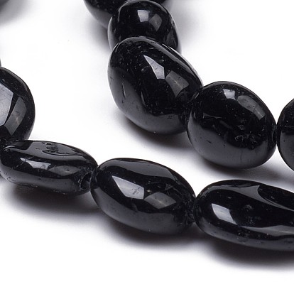 Natural Black Tourmaline Beads Strands, Nuggets, Tumbled Stone