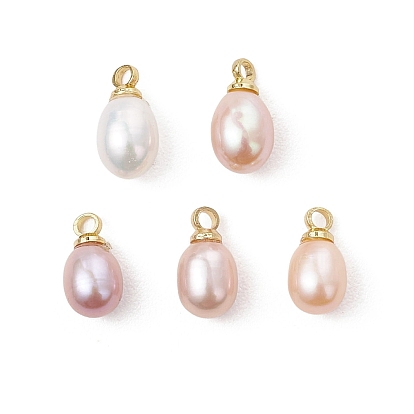 Натуральные культивированные пресноводные жемчужные рисовые подвески, с латунными штифтовыми скобами, золотые