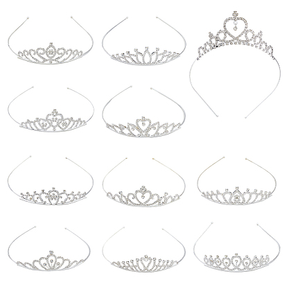 12 шт. 12 стили резинки для волос из сплава со стразами, корона