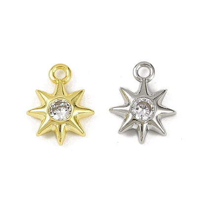 Подвески из латуни с прозрачным фианитом, без кадмия, без никеля и без свинца, солнечные чары