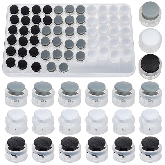 60Pcs 3 Colors  Plastic Cord Locks Clip Ends, Double Hole Drawstring Stopper Fastener Buttons