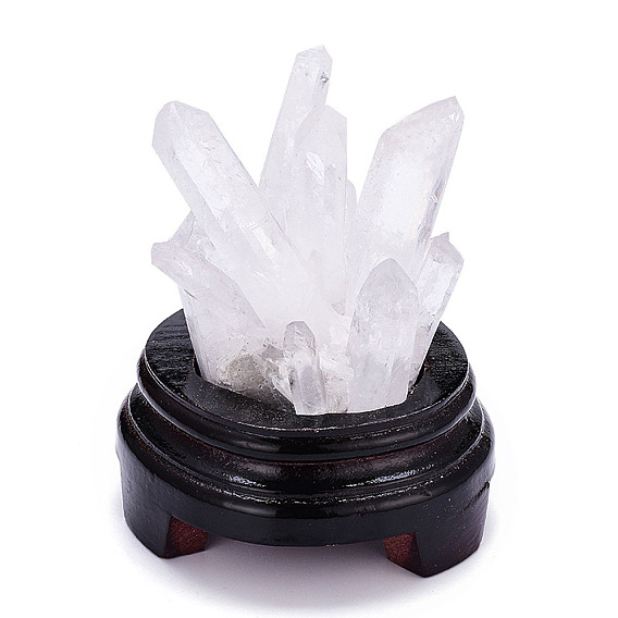 Украшения домашнего дисплея кластера природного кварца, на основе натурального дерева