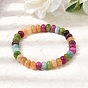 Gefärbte, natürliche weiße Jade-Regenbogen-Rondelle-Perlen-Stretcharmbänder für Damen