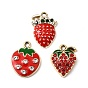 Подвески из эмали из сплава с УФ-покрытием, со стразами, клубника