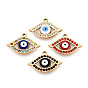 304 из нержавеющей стали горный хрусталь подвески, Злые чары глаз, с эмалью, вакуумное покрытие pvd