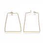 Brass Earring Hooks, Nickel Free, Real 18K Gold Plated, Trapezoid
